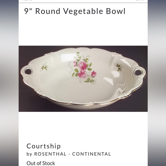 Rosenthal Courtship Round Vegetable Bowl w/handles 9” pompadour selb Germany - Picture 2 of 7